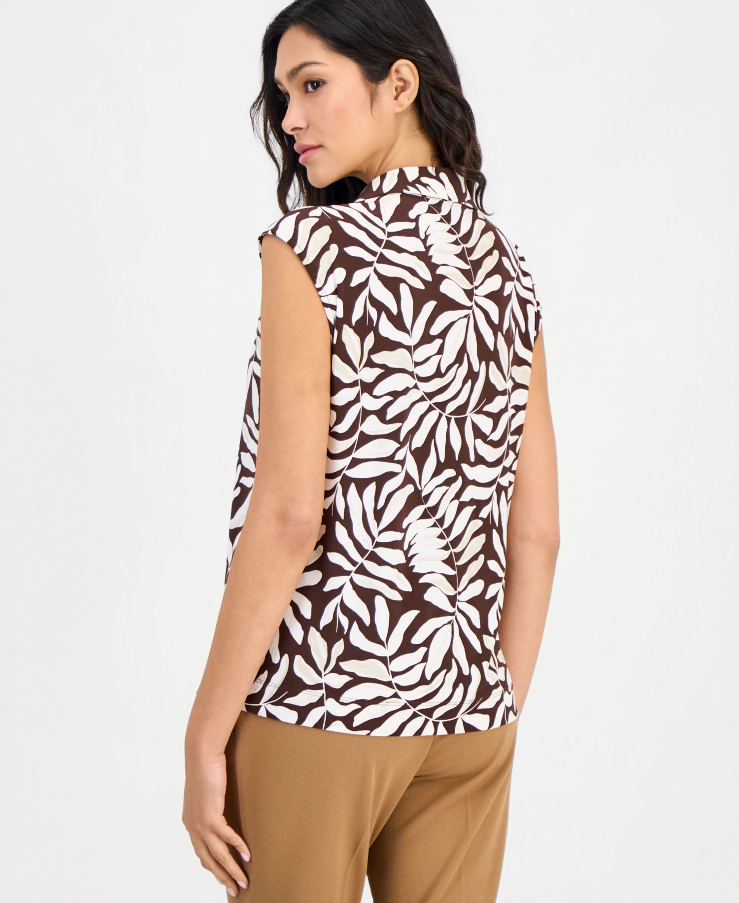 Petite Collared Extended-Shoulder Top