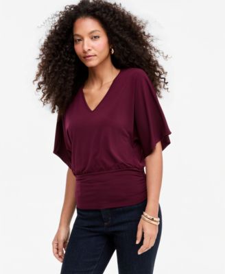 Women's Short Sleeve V-Neck Knit Top