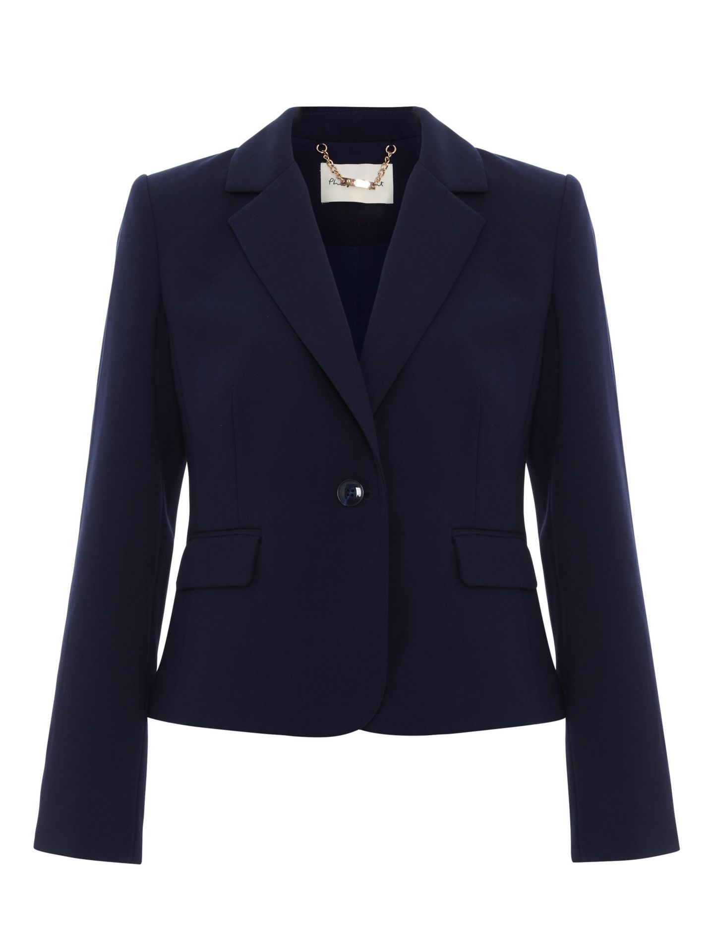 Женский пиджак Phase Eight Aubrie Single Button Cropped Blazer, цвет: Тёмный синий — фото 8