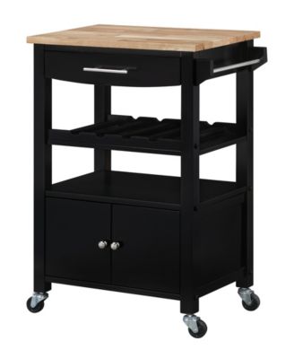 Ellaine Three-Tier Rubberwood Butcher Block Kitchen Cart