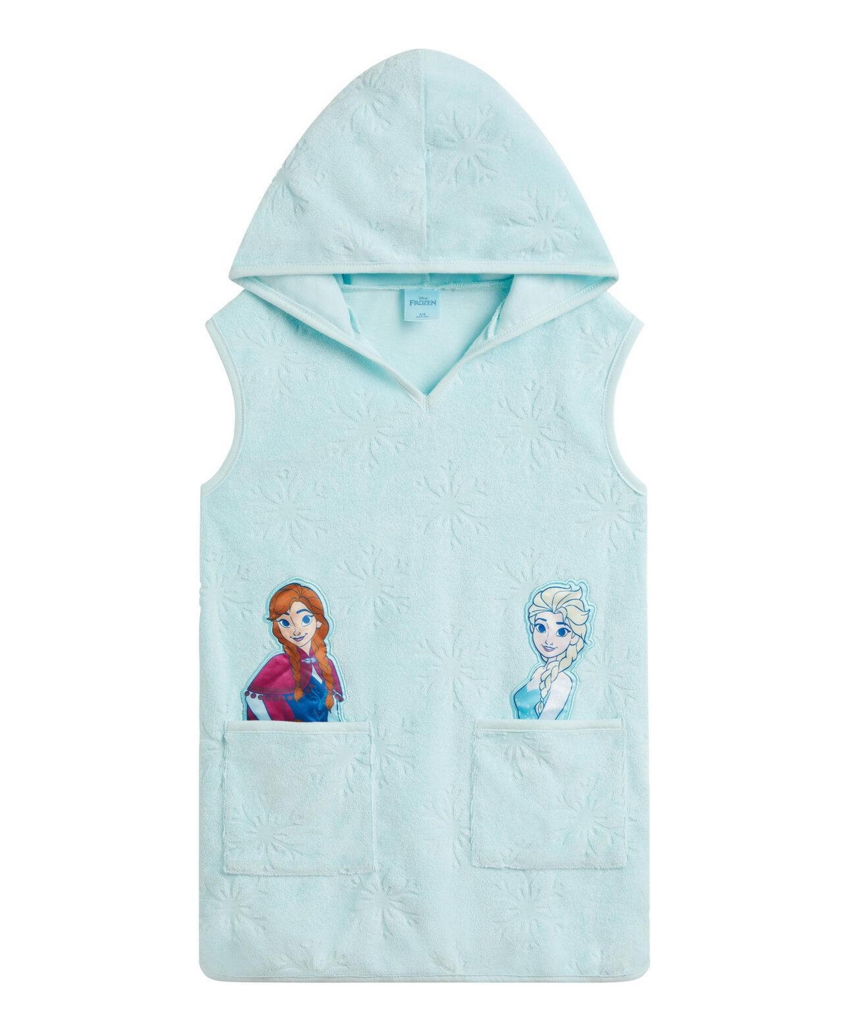 Frozen Toddler Girls Disney Loop Terry Cloth Hooded Zip Up Swim Cover - Anna elsa light blue