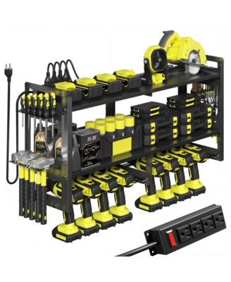 Power Tool Organizer Wall Mount Charging Station Metal Rack Drill Holder Storage