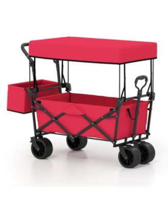 Collapsible Outdoor Utility Wagon with Canopy Storage Bag and 150 lb Load