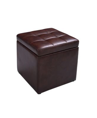 16-Inch Ottoman Pouffe with Hinge Top Storage for Living Room or Bedroom