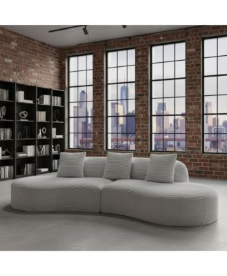 Corduroy Compressed Upholstered Curved Sectional Sofa with Scatter Cushions-No assembly