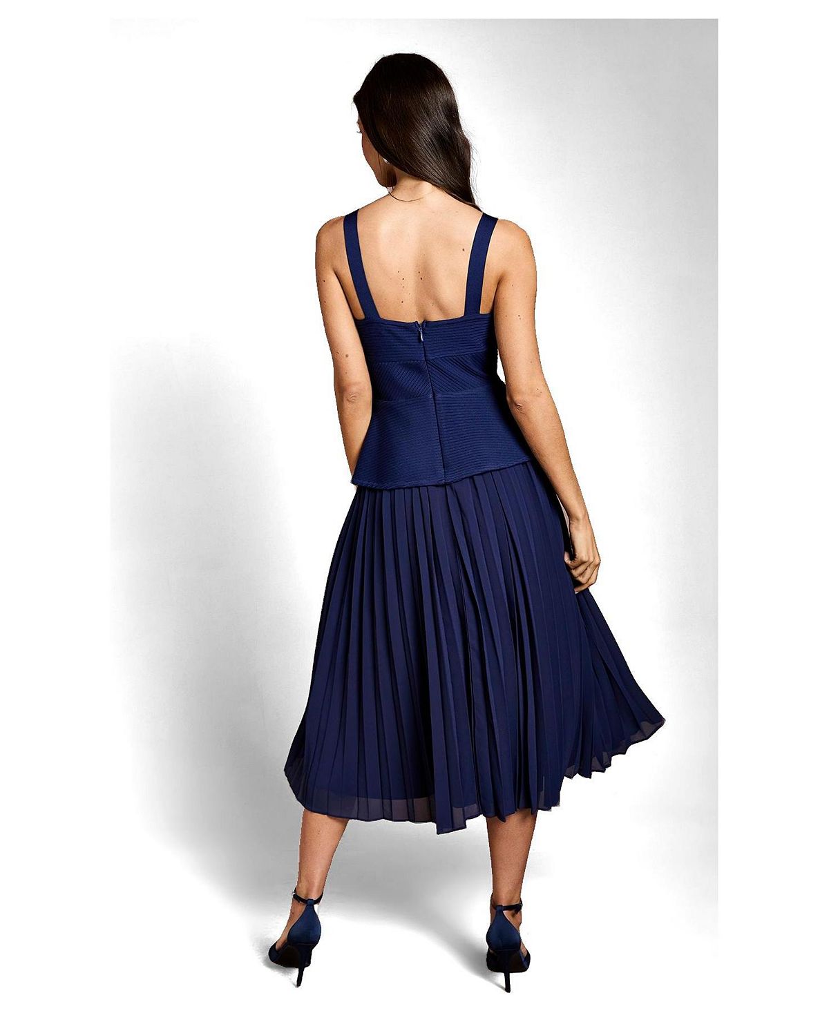 Coast Women's Bandage Square Neck Pleated Midi Dress view 3 — MAYCSS fashion products