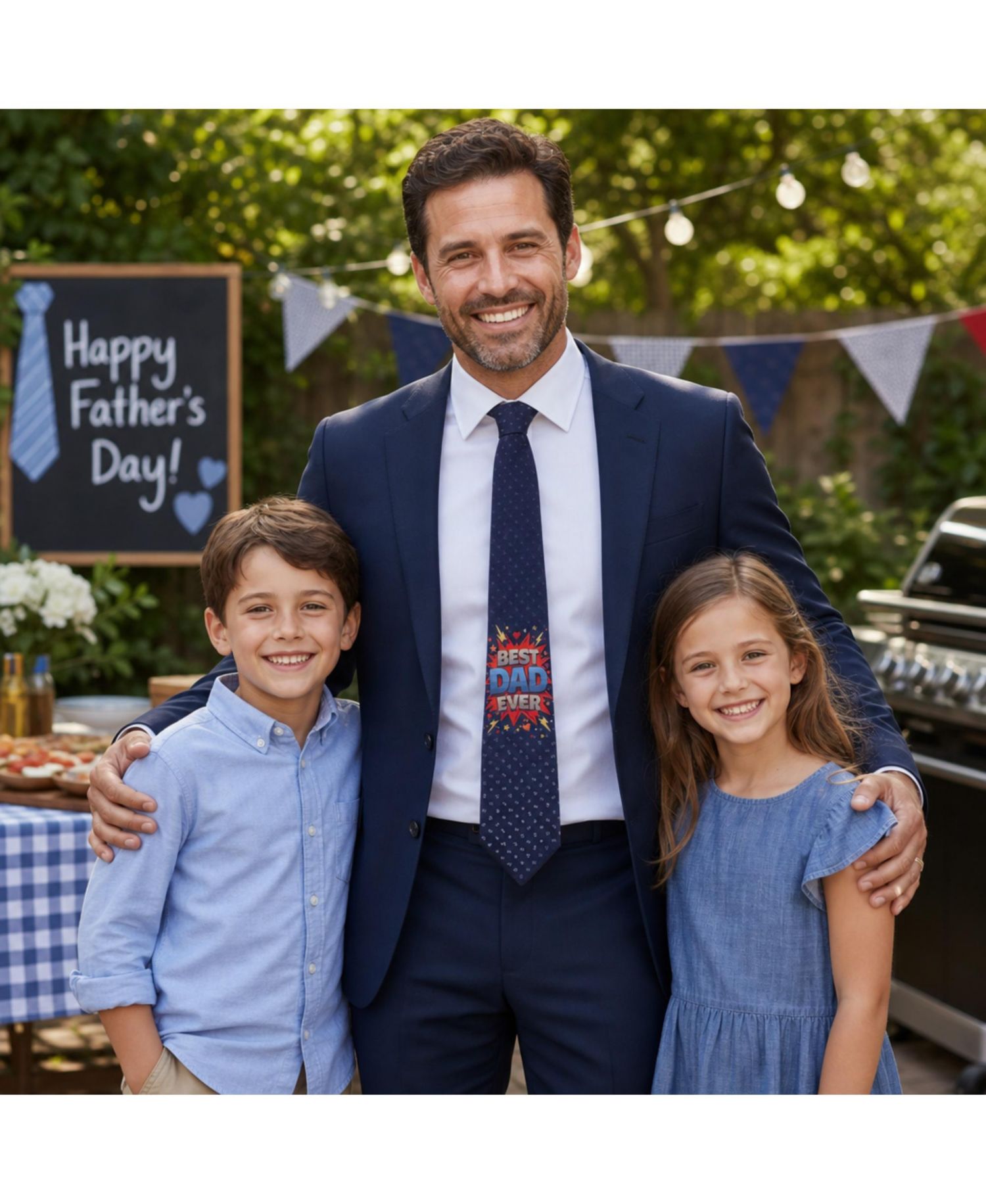 Men's Best Dad Ever Novelty Silk Necktie