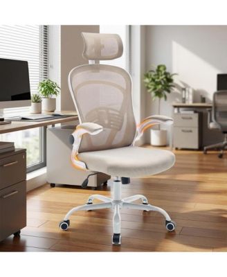 Ergonomic Wide-Seat Office Chair with Flip Armrests, Lumbar Support, 350 lb