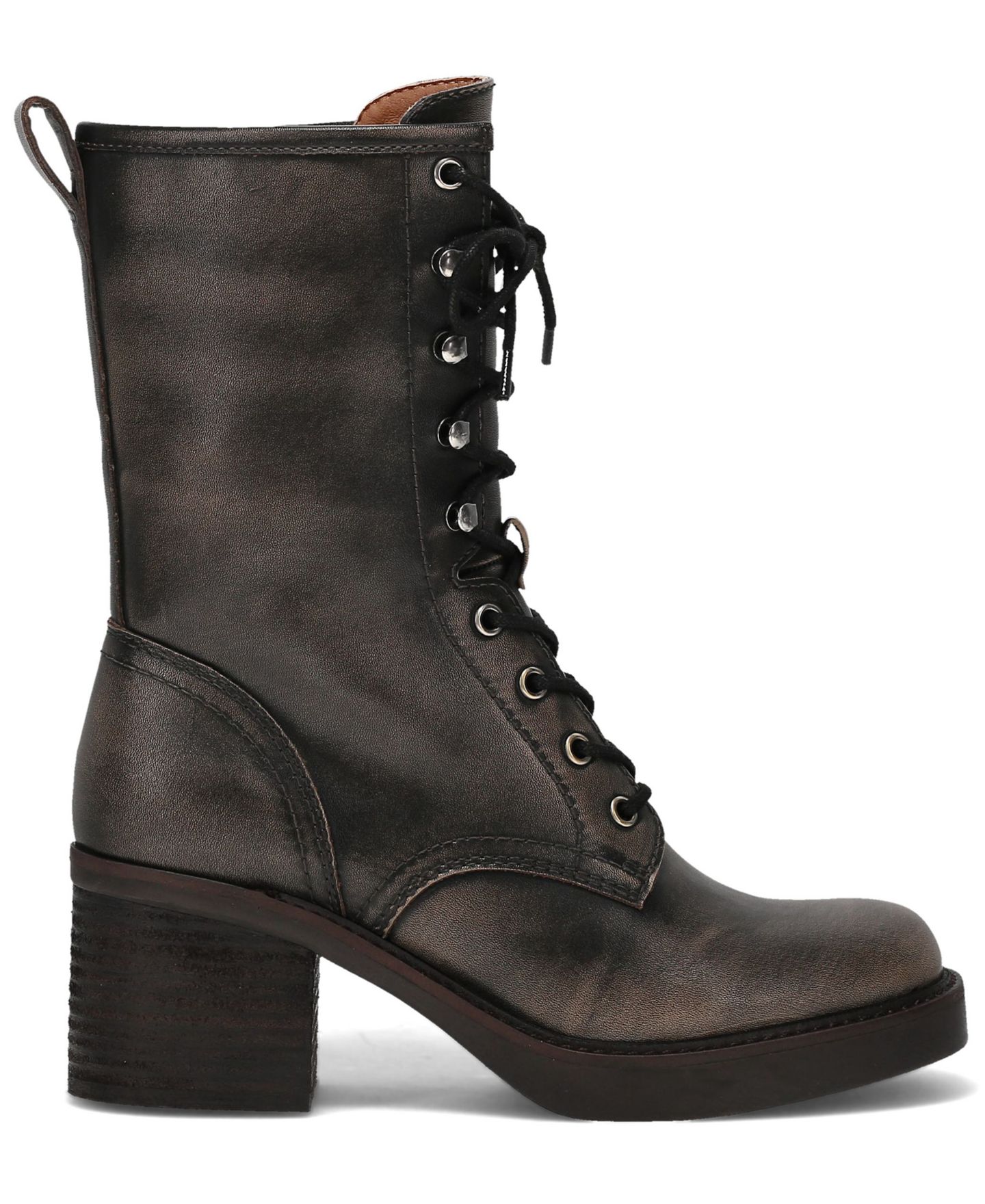 Женские ботинки Frye and Co. Fynn Block Heel Lace Up Combat Booties, цвет: Чёрный молочный — фото 2