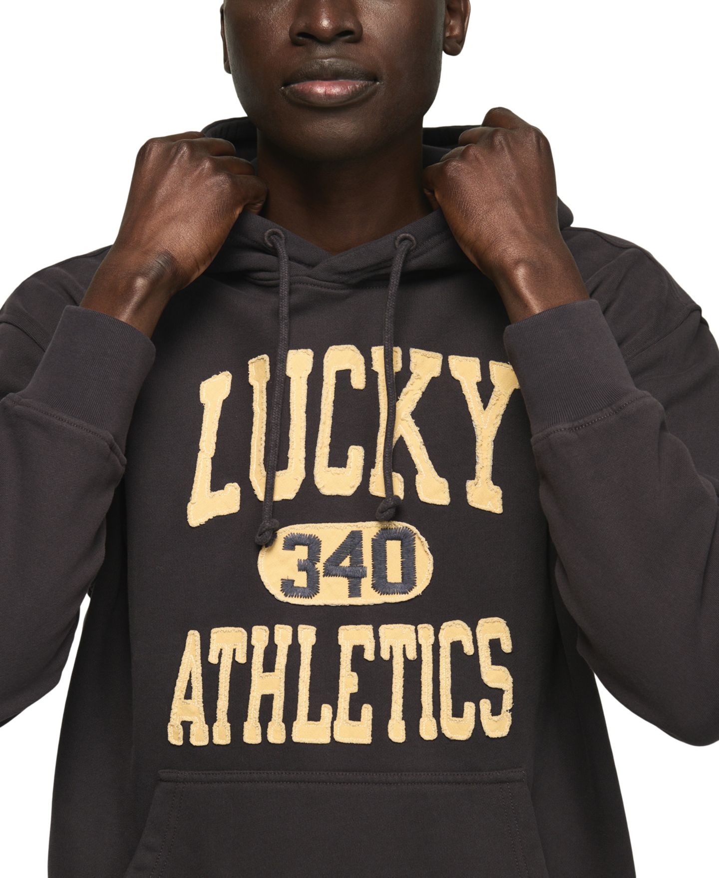Мужское худи Lucky Brand Lucky Athletics Fleece, цвет: Потёртый чёрный — фото 5