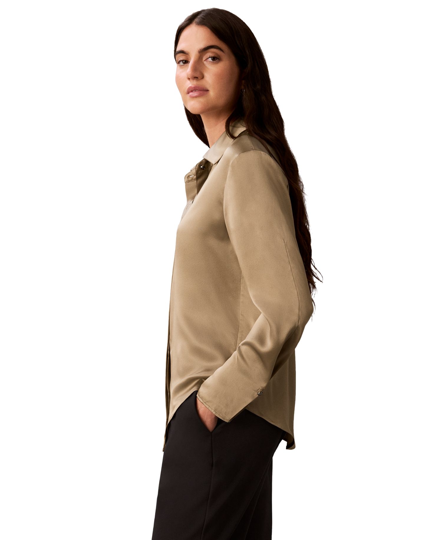 Petite Long-Sleeve Collared Shirt
