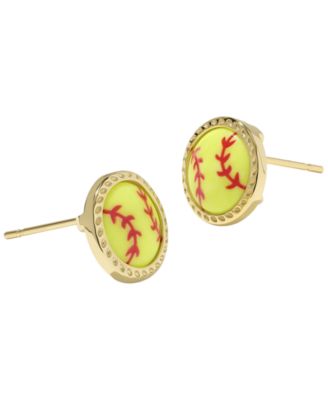 14k Gold-Plated Softball Stud Earrings