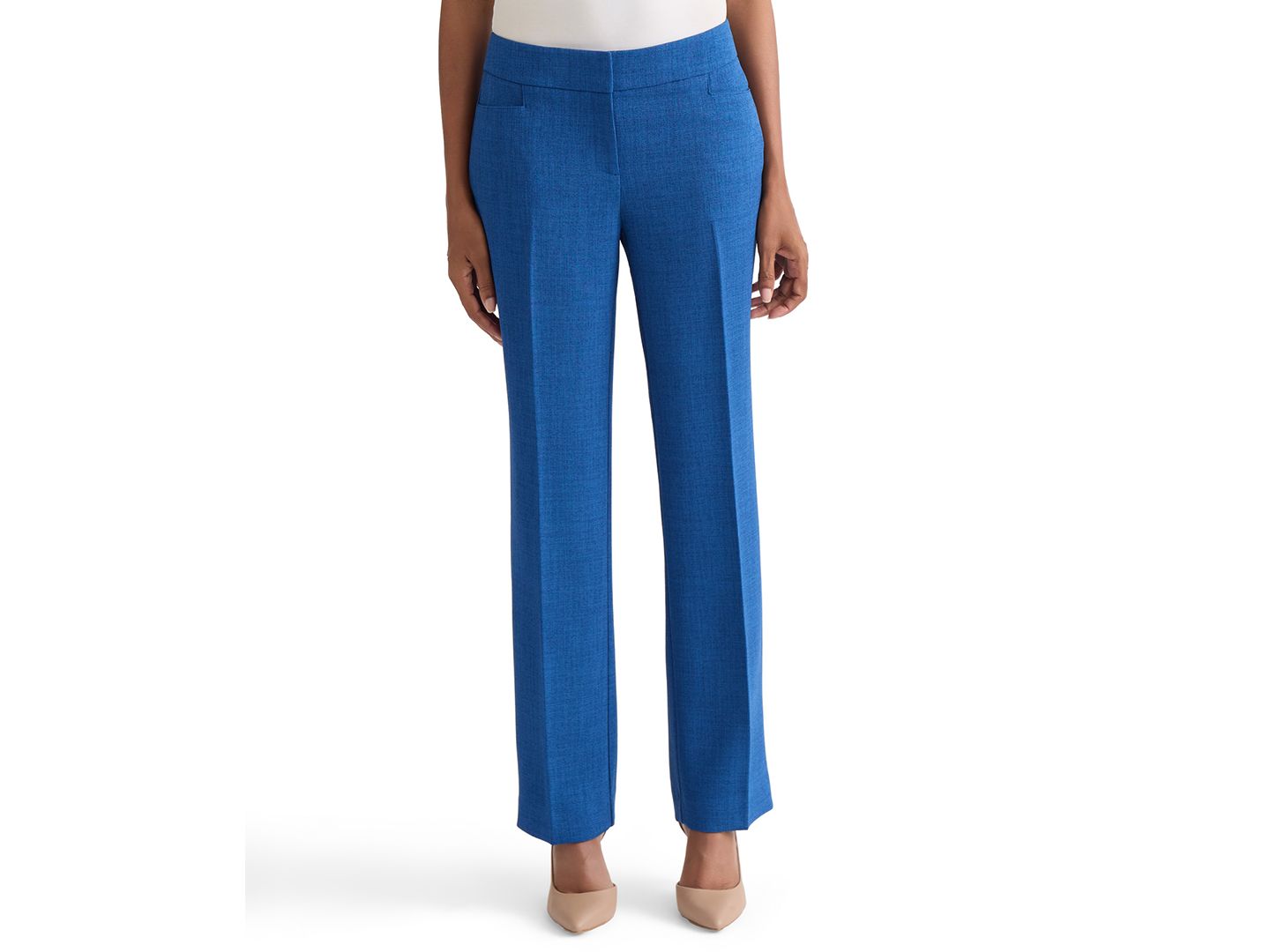 Женские брюки Kasper Textured High-Rise Straight-Leg Trousers, Regular & Petite, цвет: Синий ночной меланжевый — фото 4