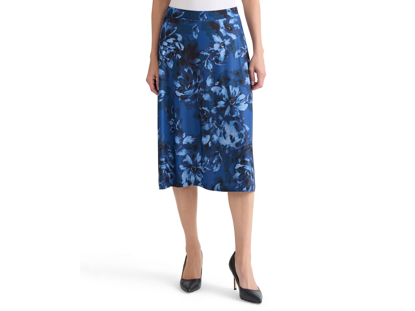 Женская юбка Kasper Printed Pull-On A-Line Midi, цвет: Синий ночной разноцветный — фото 4