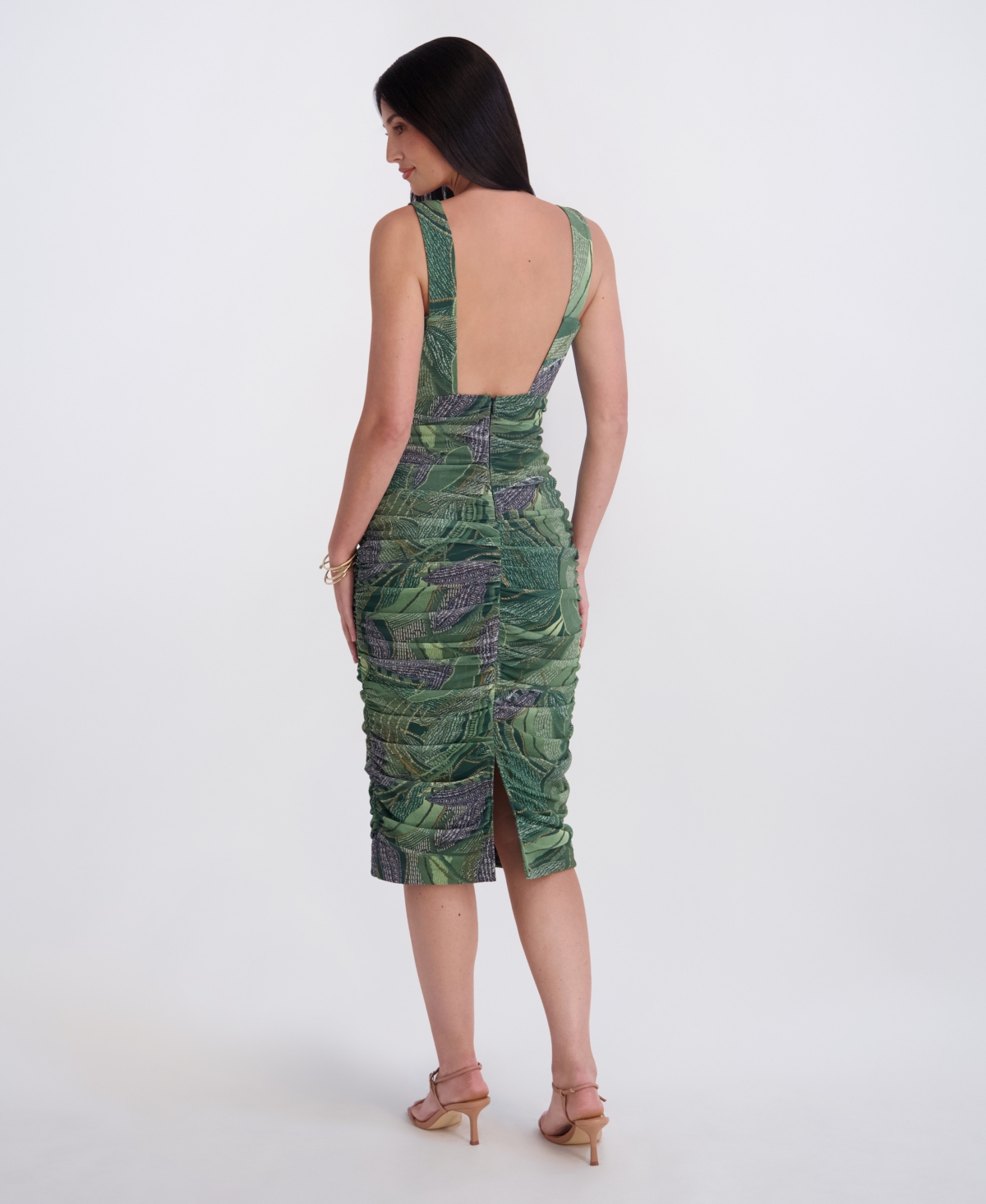Siena Women's V-Neck Printed Mesh Midi Dress