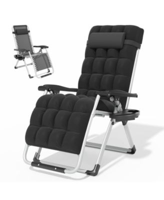 Zero Gravity Chair Cushion Recliner Lounge Folding Portable Cup Holder Tray Headrest