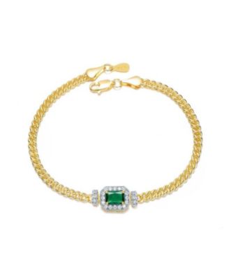 Unique 14K Gold Plated Brilliant CZ Link Chain Bracelet
