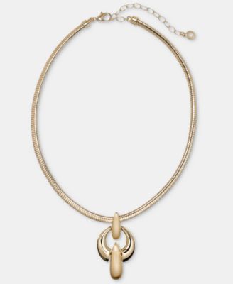 Puffy Linked Pendant Necklace, 16" + 3" extender