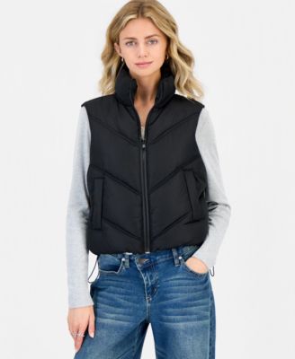 Juniors' Mitered-Quilted Puffer Vest