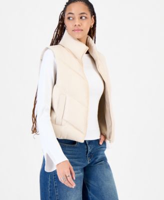 Juniors' Mitered-Quilted Puffer Vest
