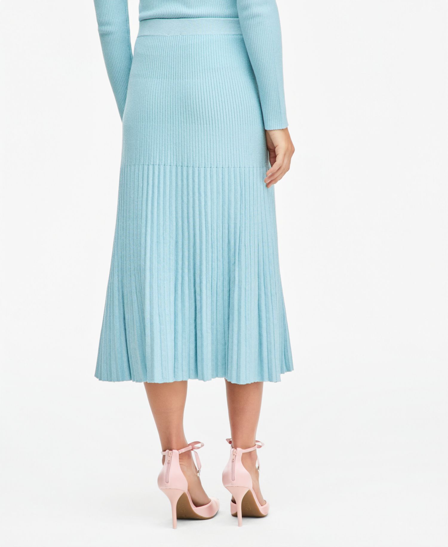 Women's Pleated Rib Midi Sweater Skirt