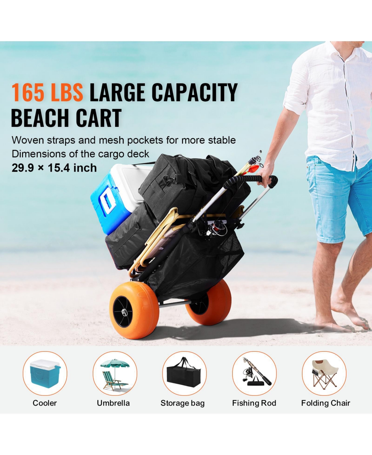 Vevor Beach Dolly with Big Wheels for Sand Solid Wheels Beach Gardening
