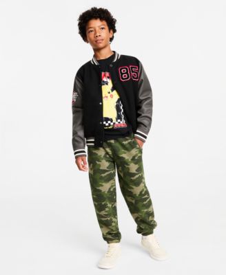 Boys' XS-XL Speedway Varsity Jacket, Pikachu T-Shirt & Fleece Jogger Pants