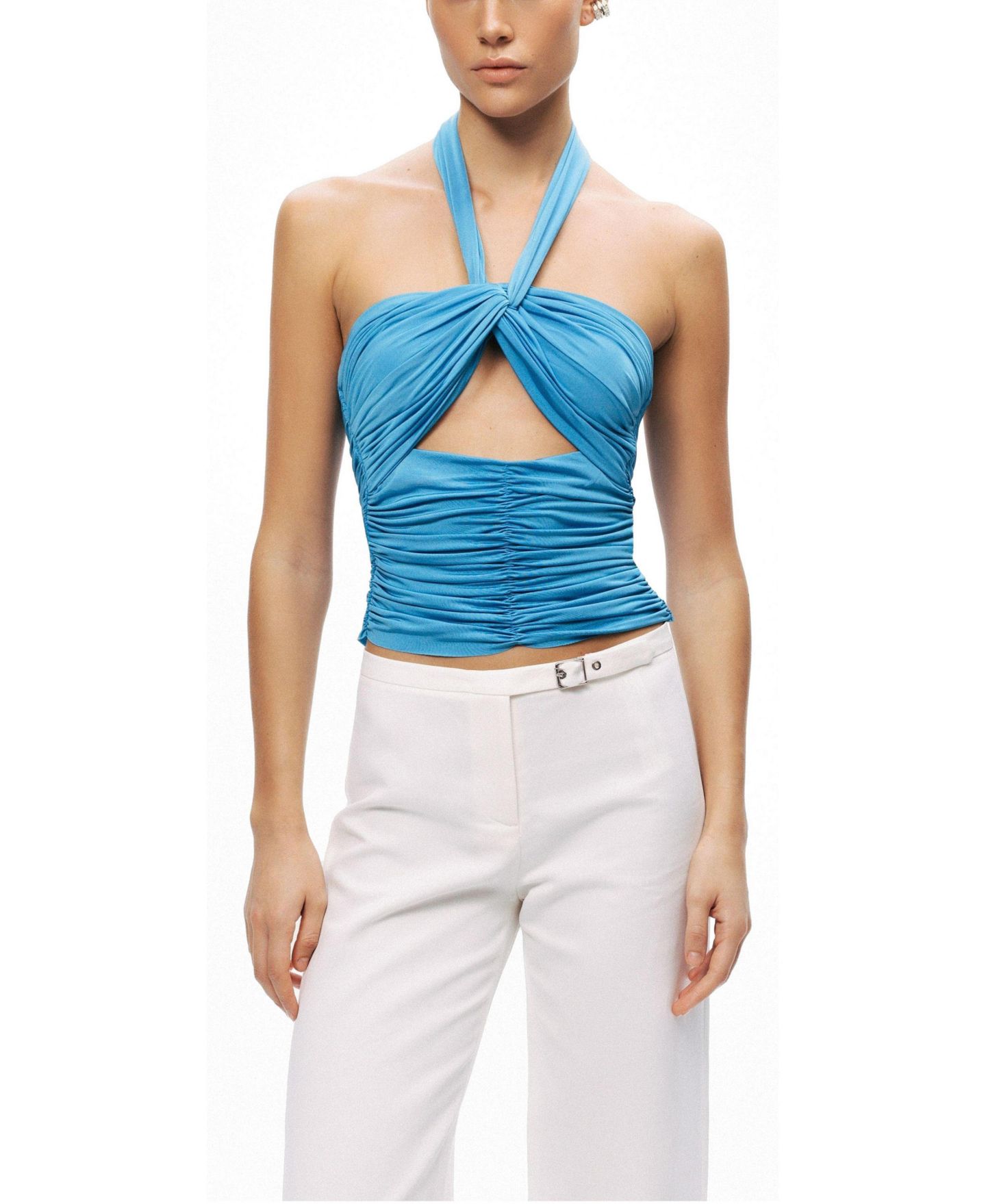 Женская блузка NOCTURNE Cut-Out Draped, цвет: Бирюзовый — фото 3
