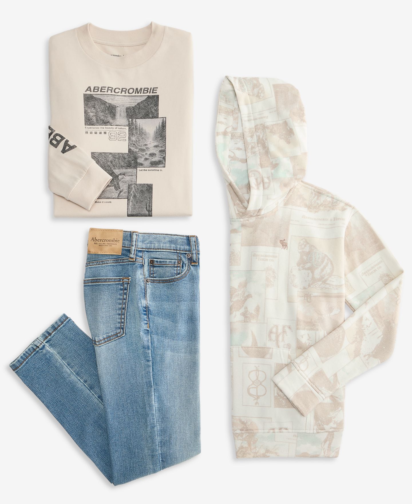 Футболка abercrombie kids Long-Sleeve Athletic Department для мальчиков, цвет: Овсяный — фото 9