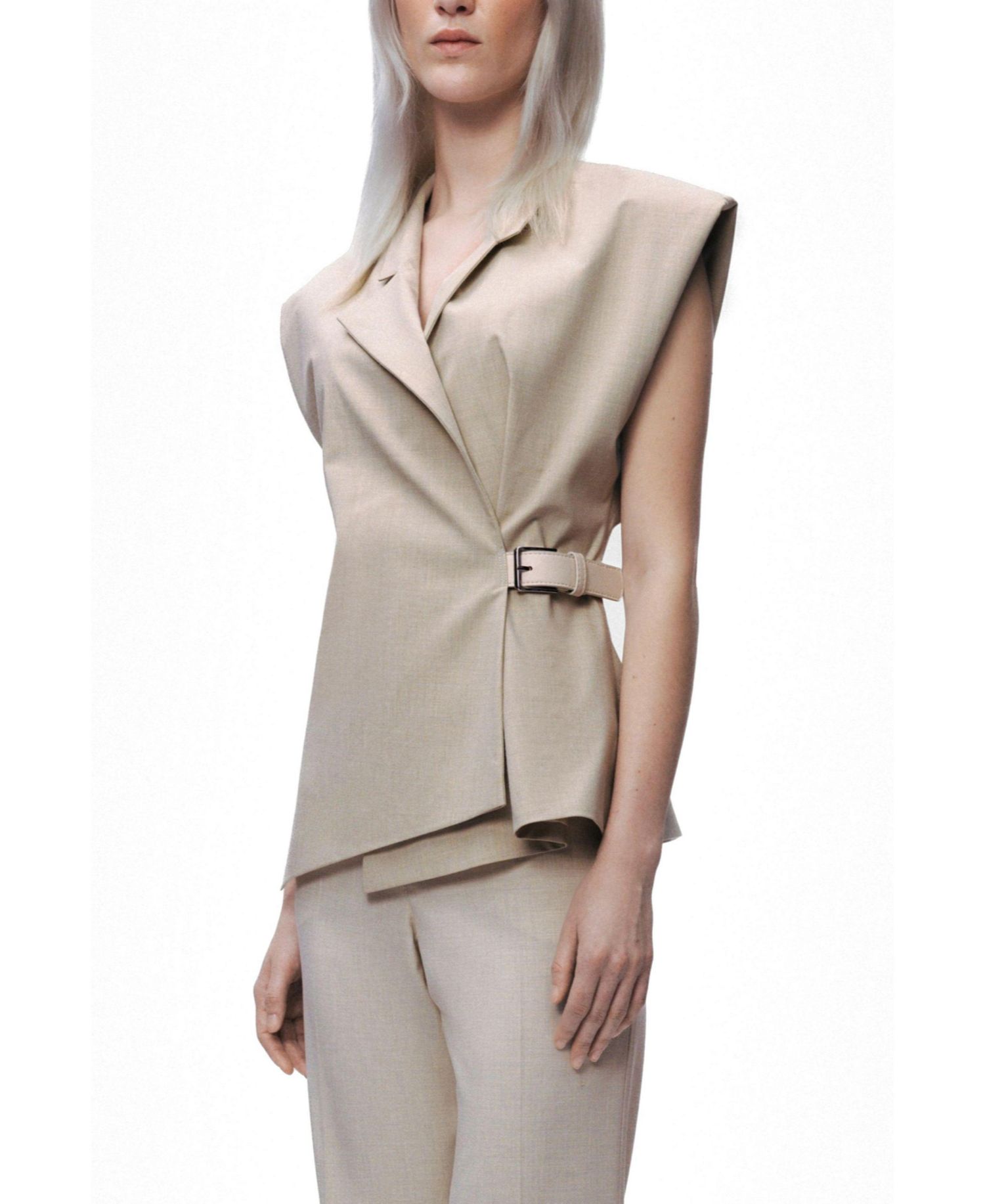 Women's Belted Double-Breasted Vest