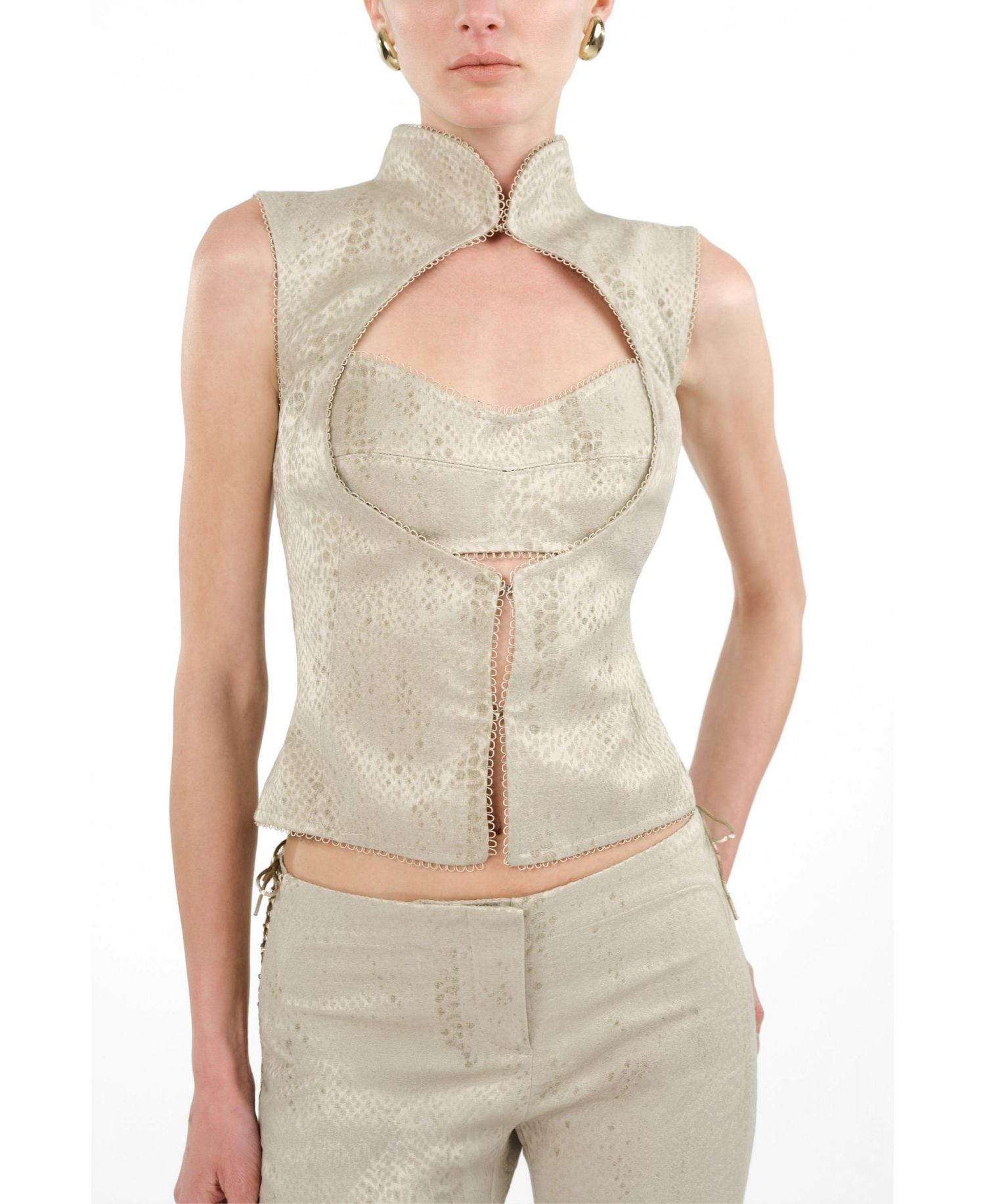 Women's Braid-Trim Bustier Top with Built-In Bra