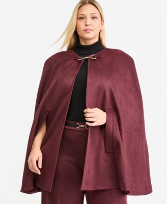 Plus Size Scuba Faux Suede Long Cape