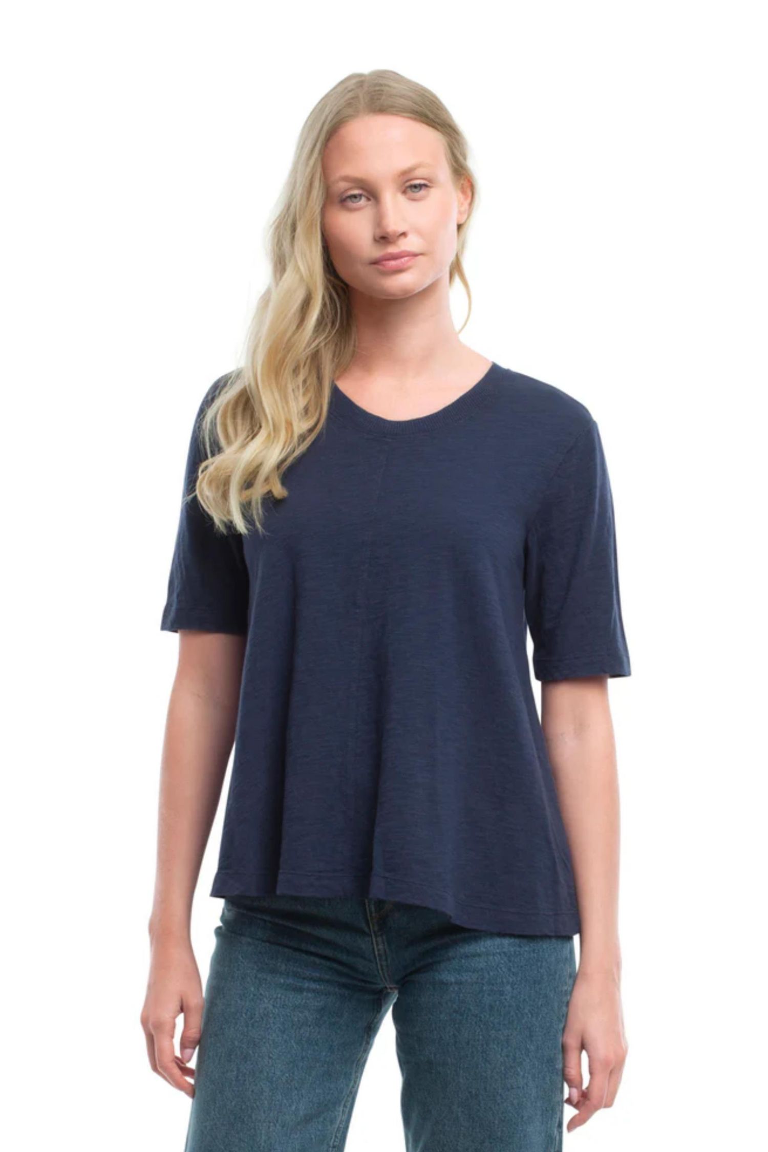 Women's Clothing Elbow Sleeve Trapeze Top