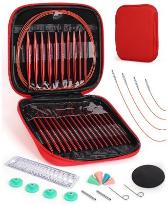 Interchangeable Knitting Needle Set with Circular Cable for Crafters, 13 Circular Knitting Needles with 4 Cables, 3-10 mm