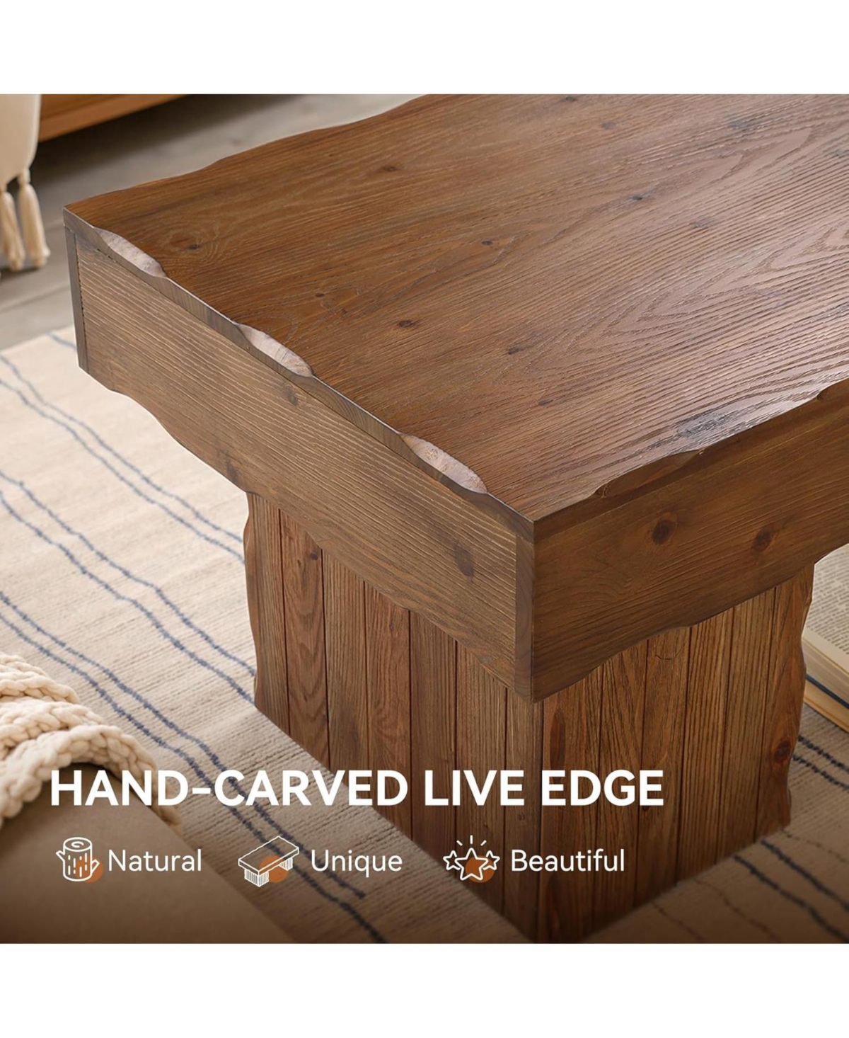 Tribesigns 47" Solid Wood Coffee Table: Farmhouse center table with thick base. Rustic cocktail table for living room, office.