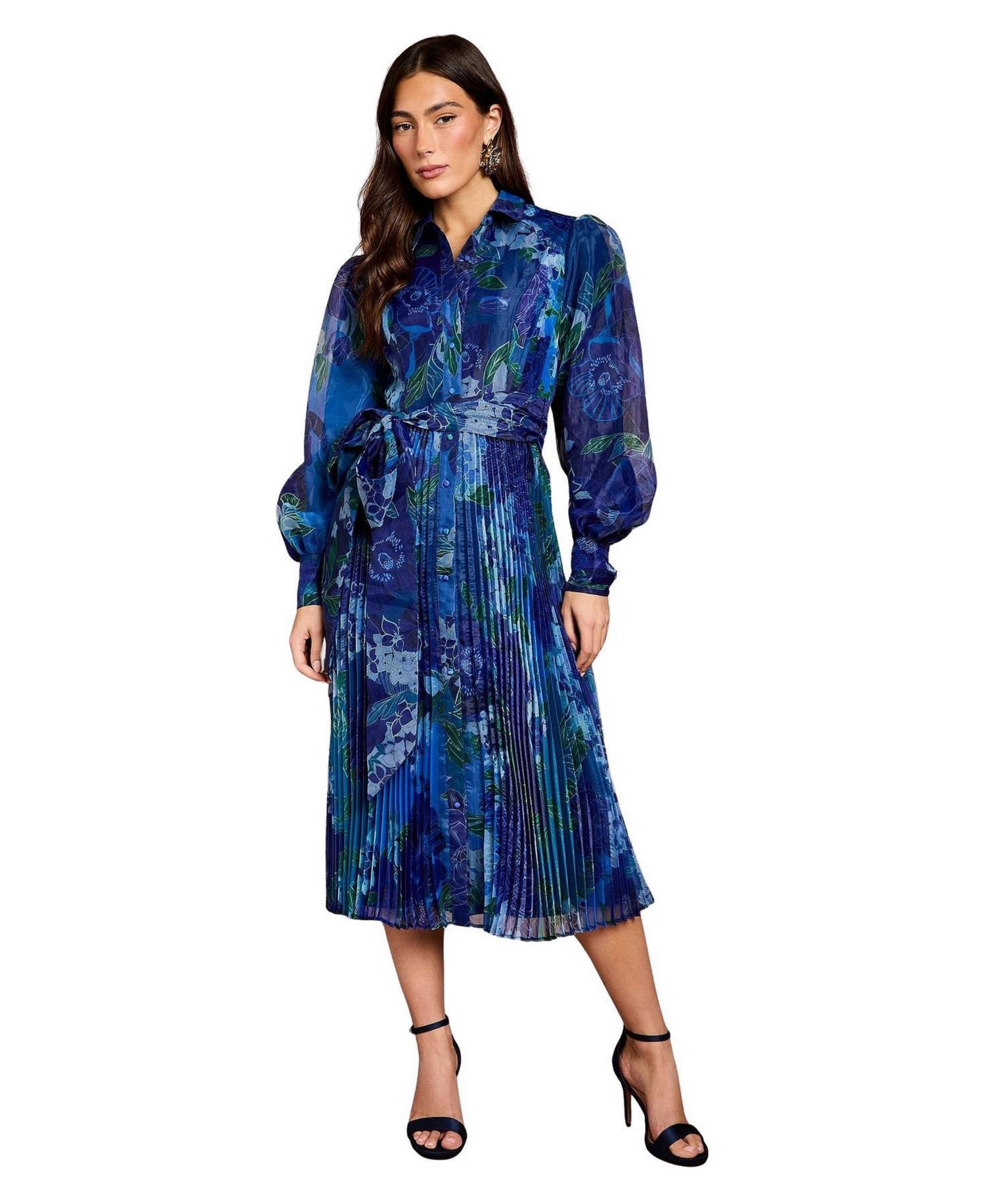 Women's Floral Organza Shirt Dress