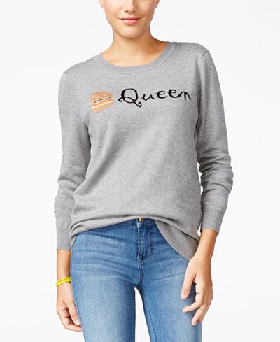 Ultra Flirt Juniors' Burger Queen Graphic Sweater