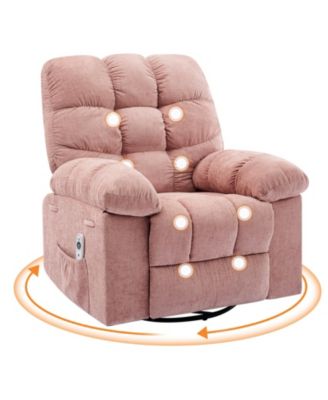 360degree(s) Swivel Recliner Sofa, Rocker Recliner Chair with Vibration Massage and Heat