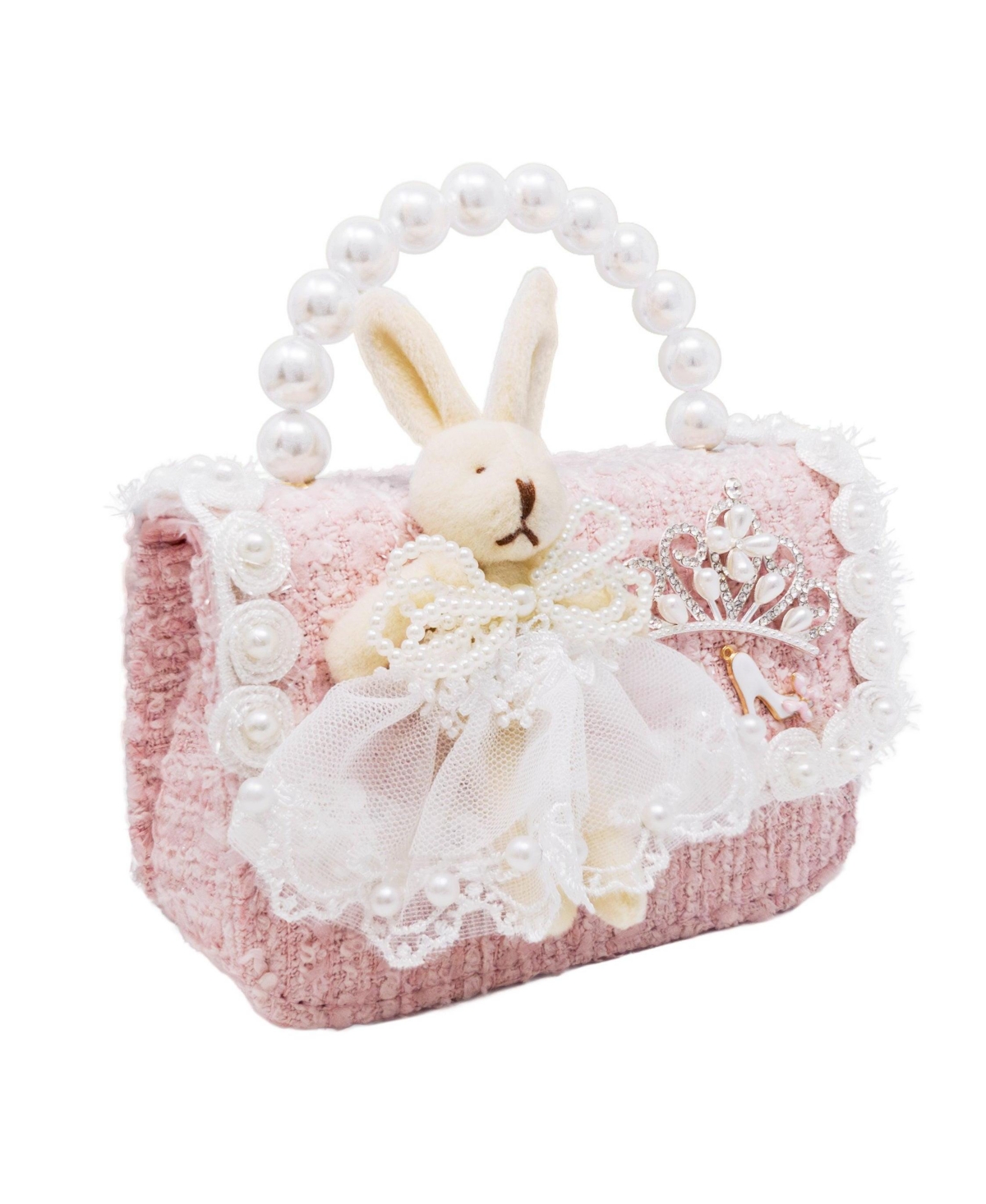 Puttisu Bunny Royale Kids Tweed Handbag with Pearl Handle