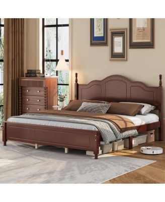 King Size Retro Wave Platform Bed Frame Dark