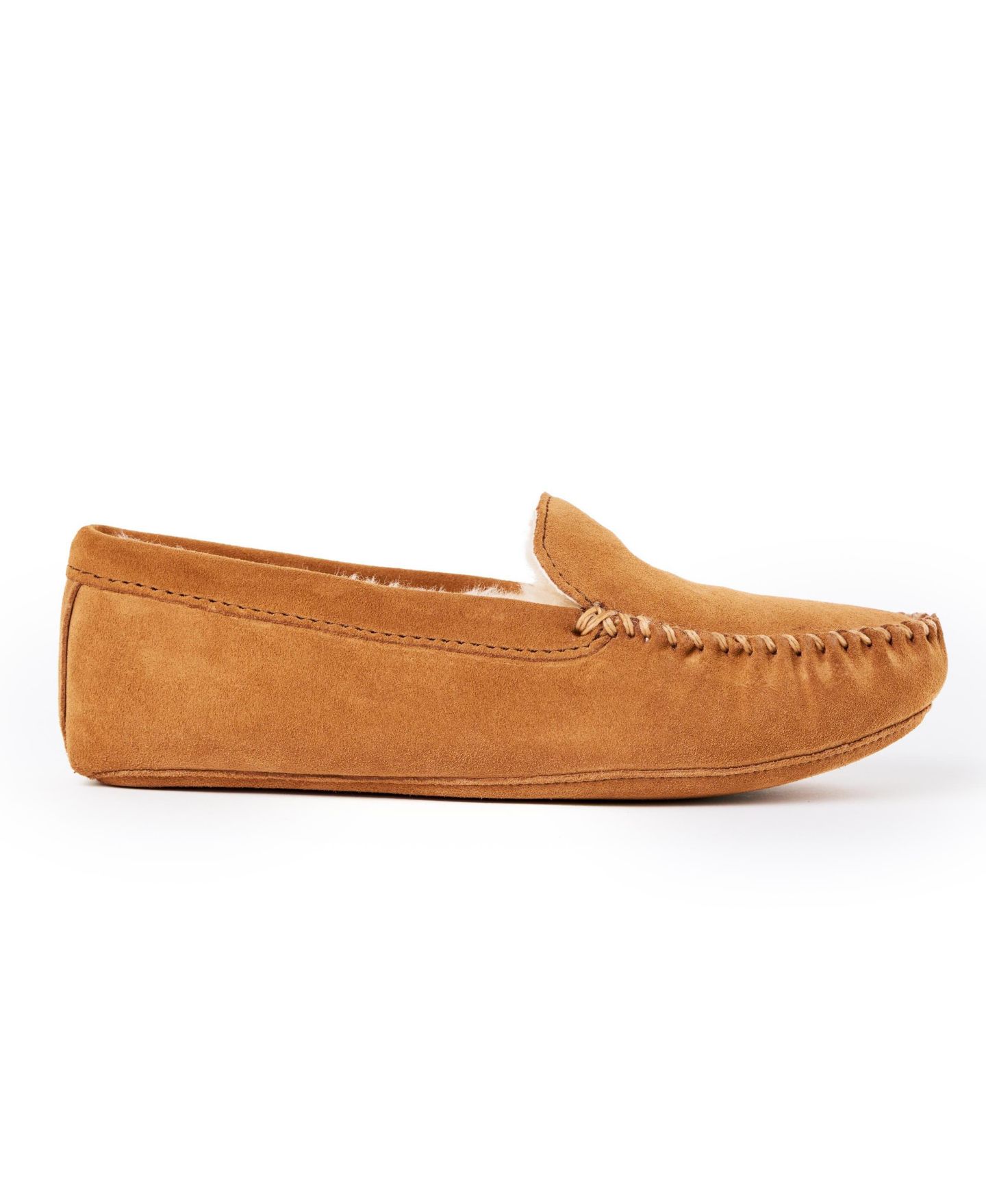 Мужские тапочки Minnetonka Suede Sheepskin Soft Leather Sole Slippers, цвет: Рыжевато-коричневый — фото 5
