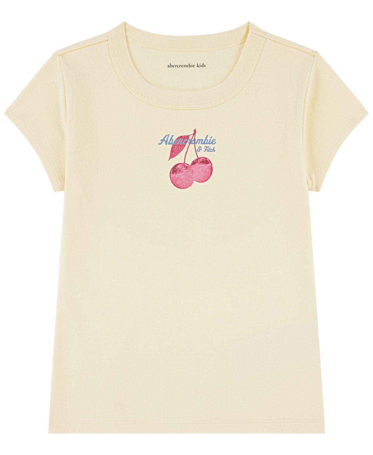 Футболка abercrombie kids Two Cherry Short-Sleeve T-Shirt для девочек, цвет: Светлый пастельный жёлтый — фото 1