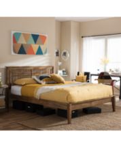 Jerell modern queen linen platform bed sale