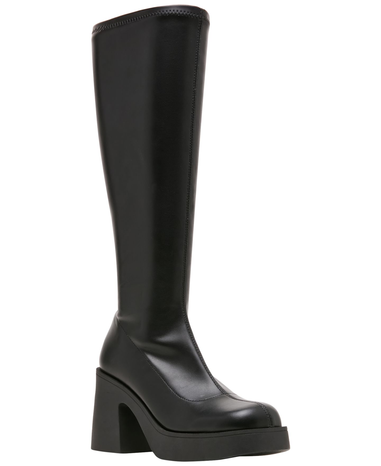 Женские ботинки Madden Girl Spy Stretch Knee High Block Heel, цвет: Чёрный — фото 1