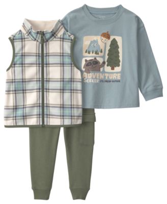 Toddler Boys' 2T-5T Adventure Car Long-Sleeve Top, Vest and Pants, 3-Piece Set 