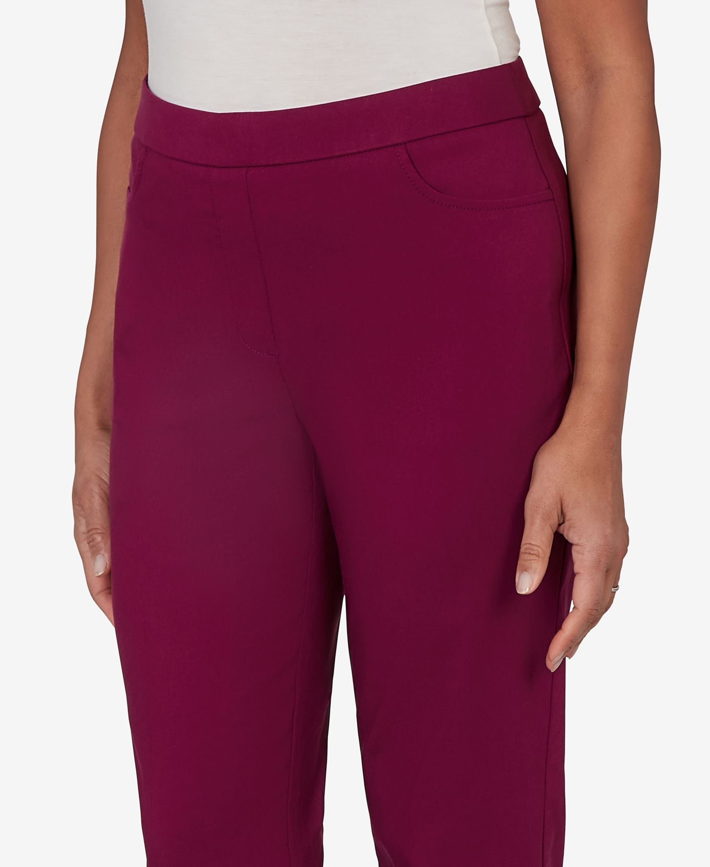 Женские брюки Alfred Dunner Petite Colored Allure Stretch, цвет: Ягодный — фото 4