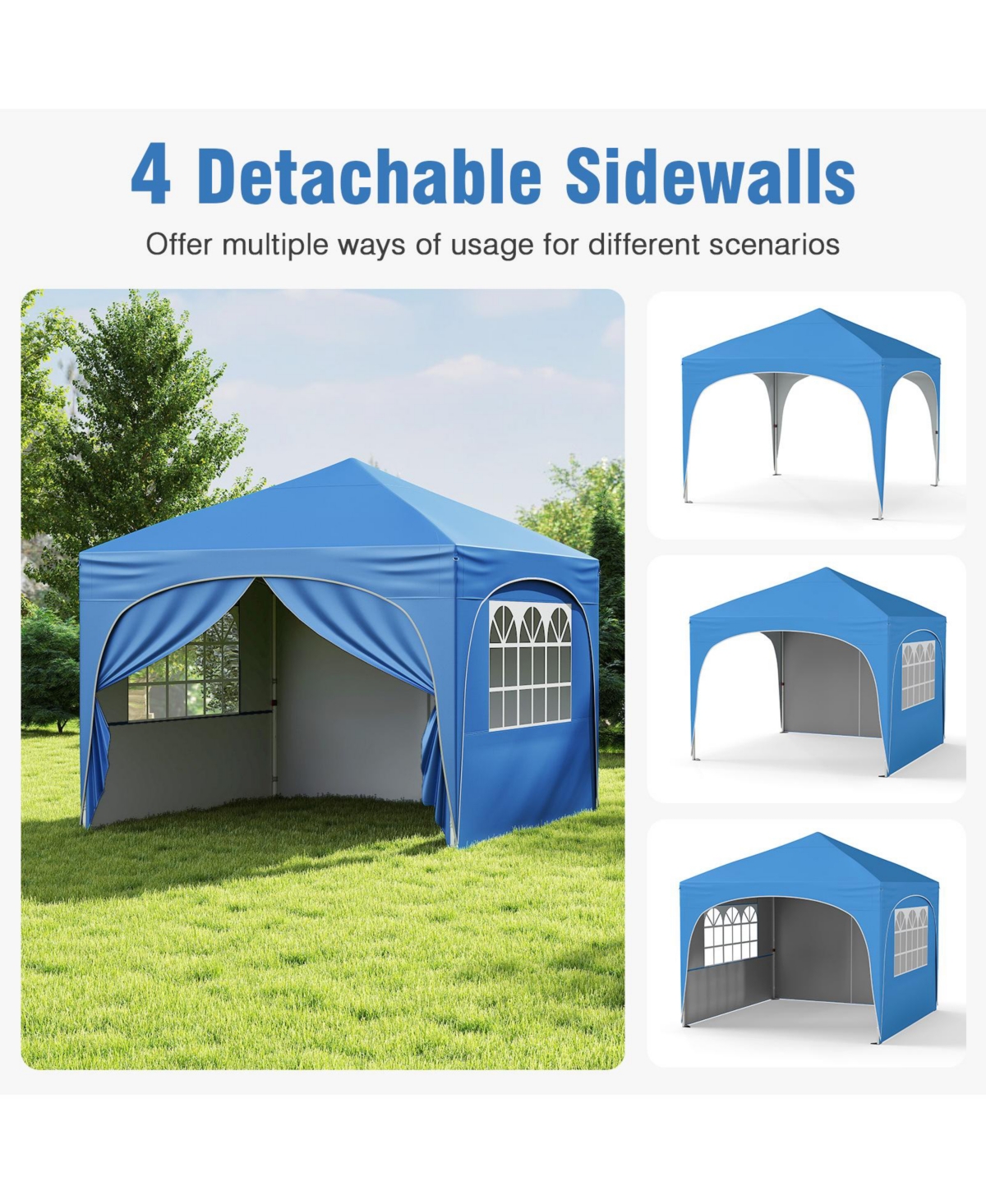 Sugift Feet Pop Up Canopy Tent With 4 Removable Sidewall