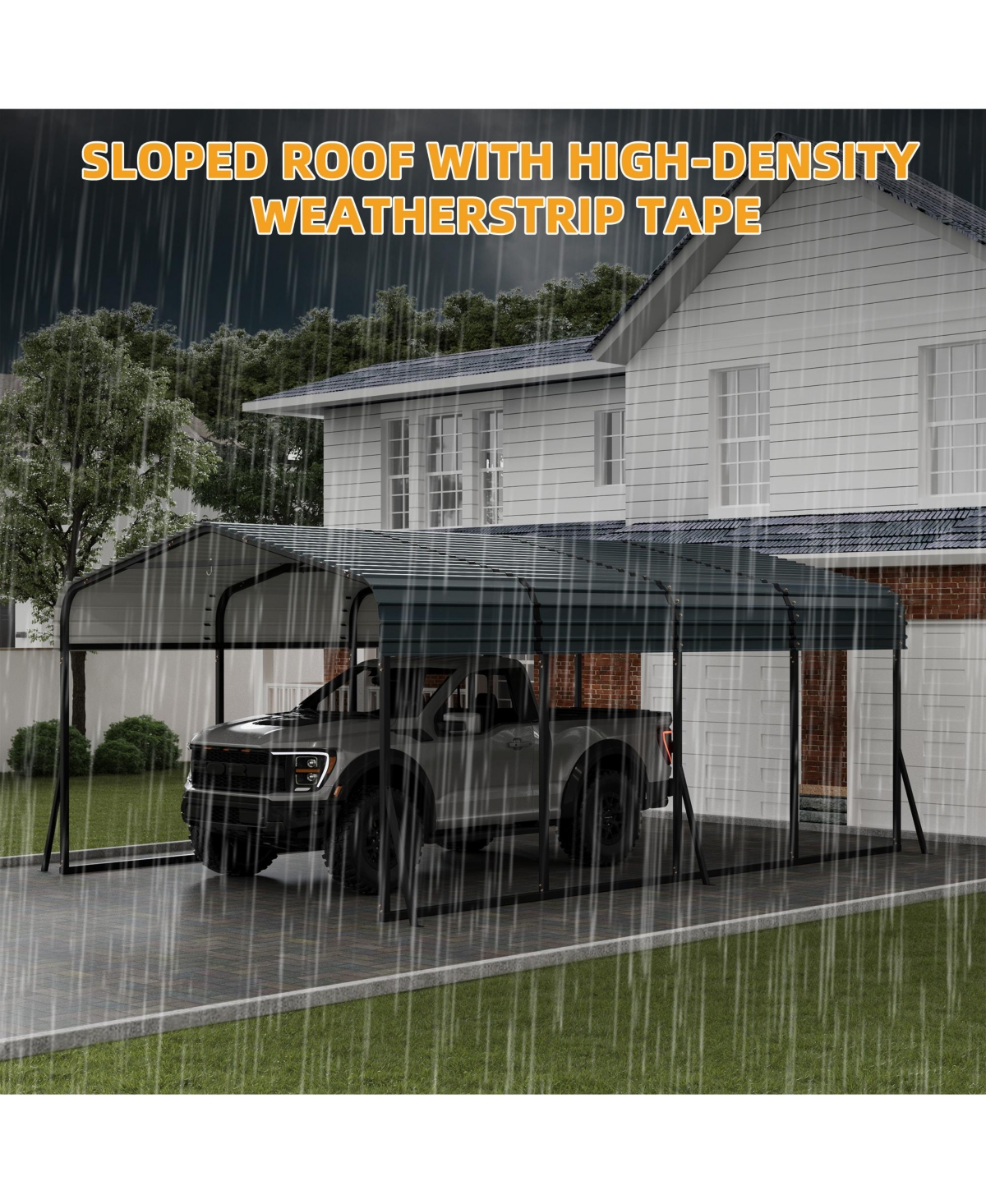 homfan 12x20 Feet Heavy Duty Metal Carport, Galvanized Steel Frame with Durable Roof Panels, Vehicle Parking Shelter
