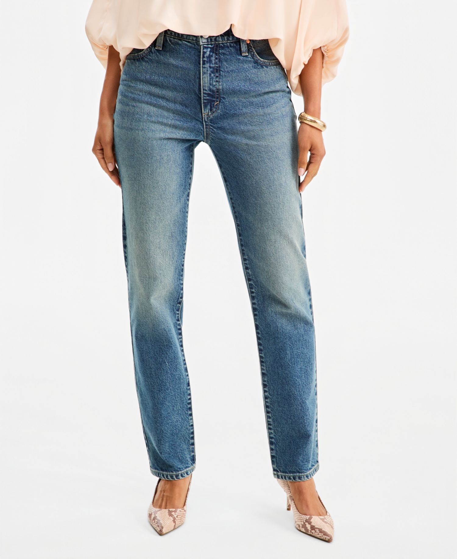 Women's High-Waist Straight-Leg Jeans