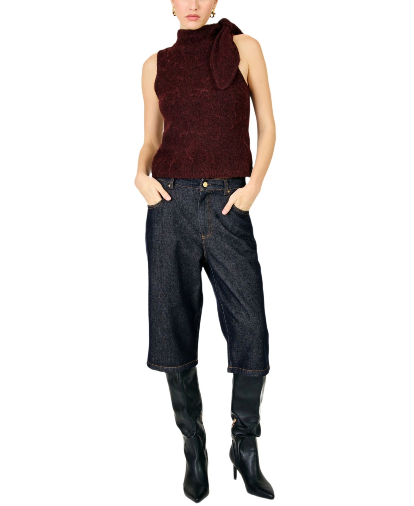 Женские шорты Line & Dot Roxie Mid-Low Jorts, цвет: Индиго — фото 4